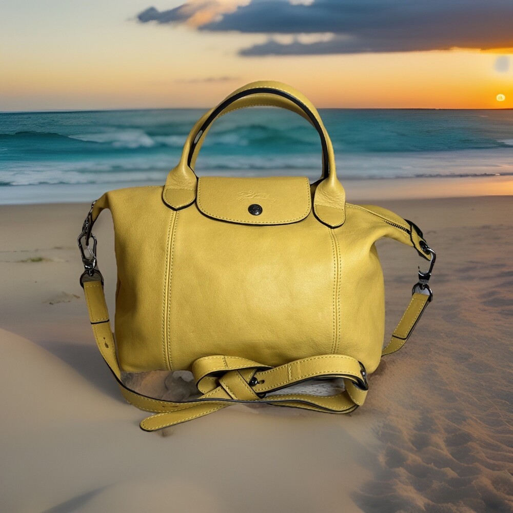Longchamp Le Pliage Cuir Mustard Small Shoulder Bag Versatile Minimalist Purse
